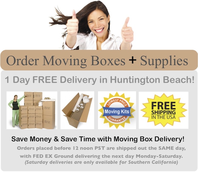 Buy moving boxes and moving supplies in Hungtington Beach California 