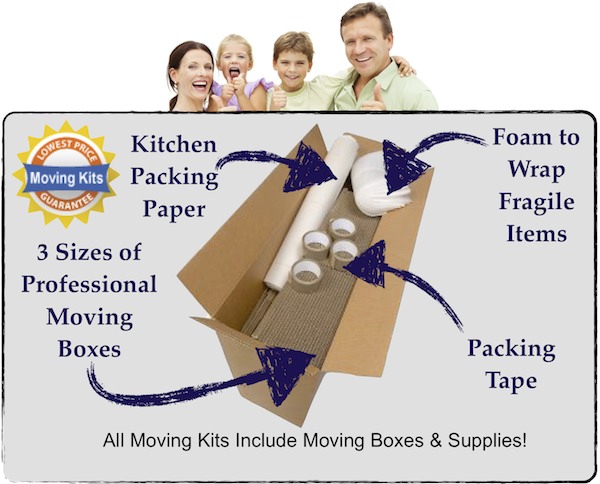 Order moving boxes and moving supplies in a moving kit