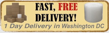 Free next day shipping of Washington DC moving boxes and moving supplies.