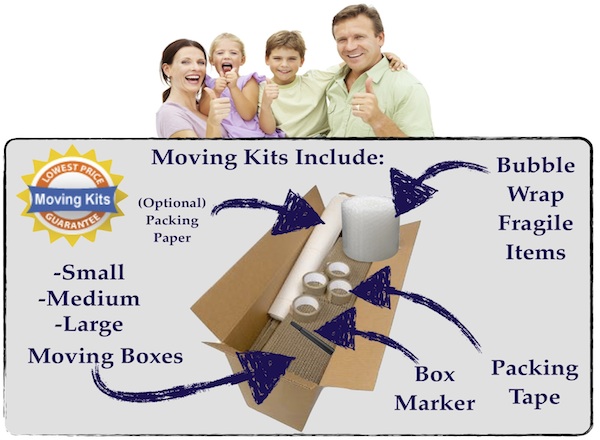 Moving kits include moving boxes and moving supplies